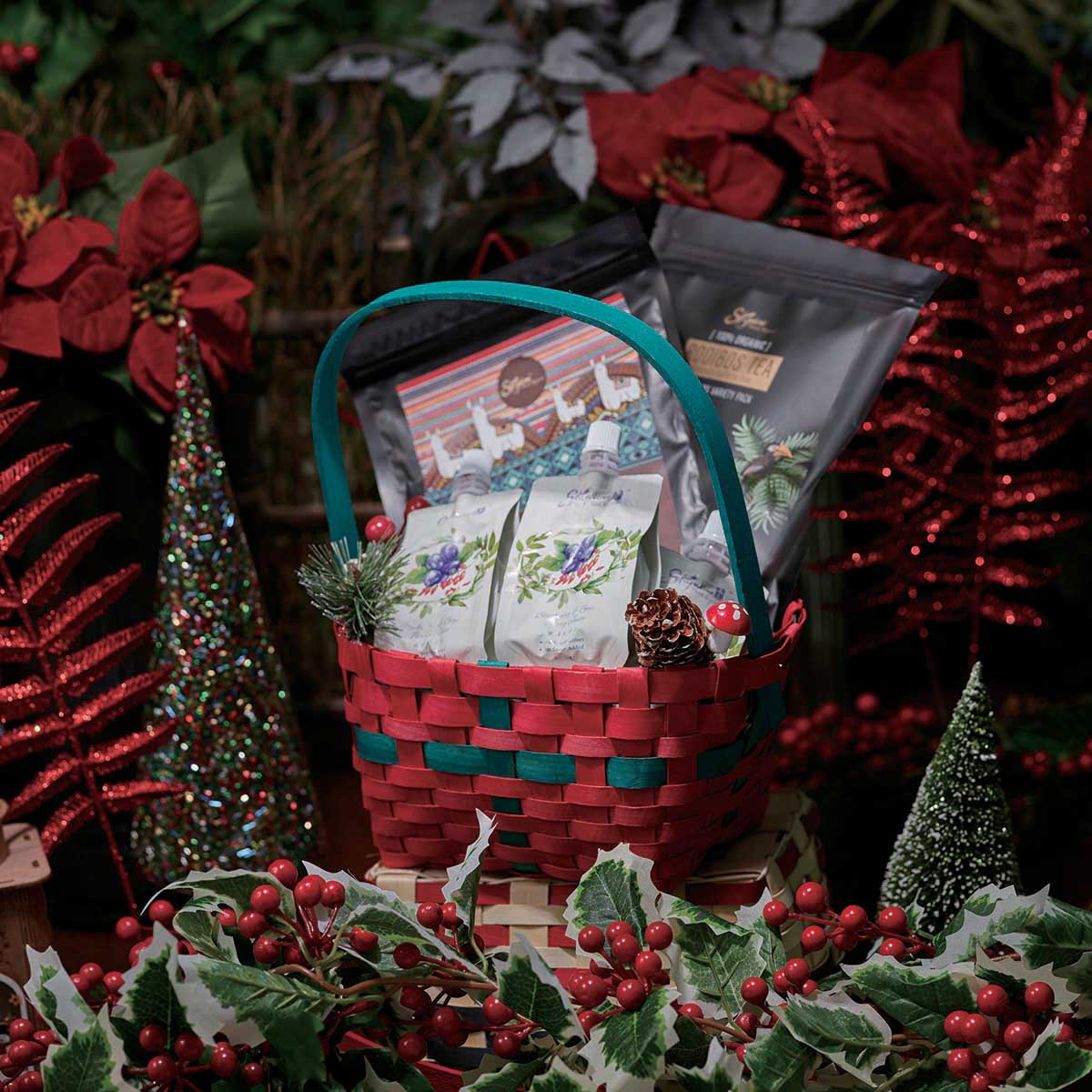 Skywow Festive Silver Basket Hamper Gifts Set