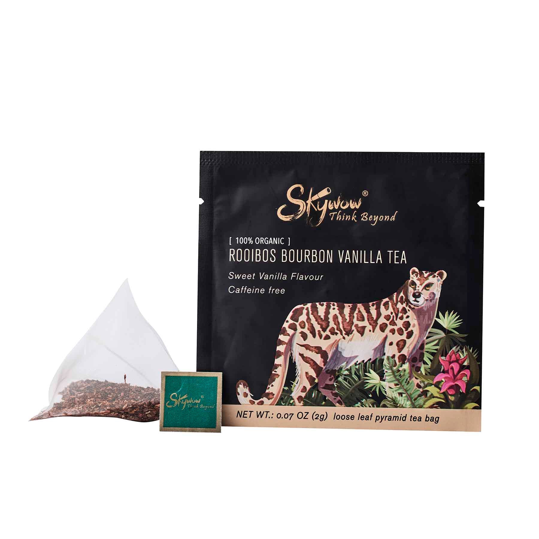 Skywow Rooibos Bourbon Vanilla Tea individual pyramid teabags