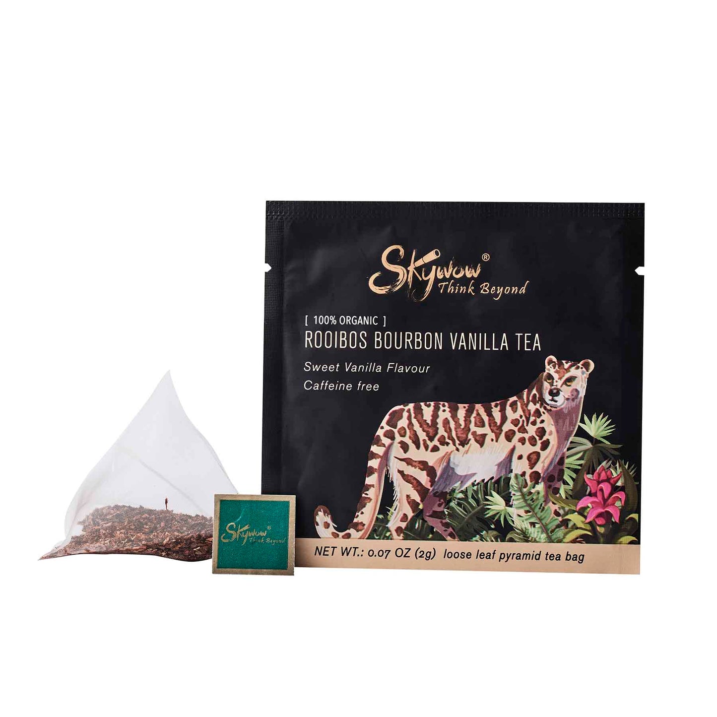 Skywow Organic Rooibos bourbon vanilla Tea, Individually packed pyramid teabags