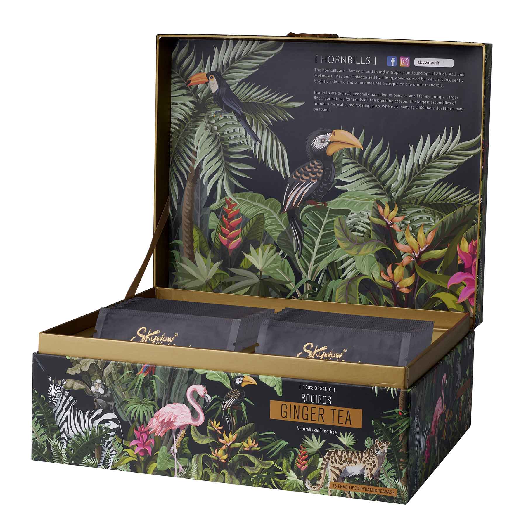 Skywow Organic Rooibos ginger Tea gift box, Individually packed pyramid teabags