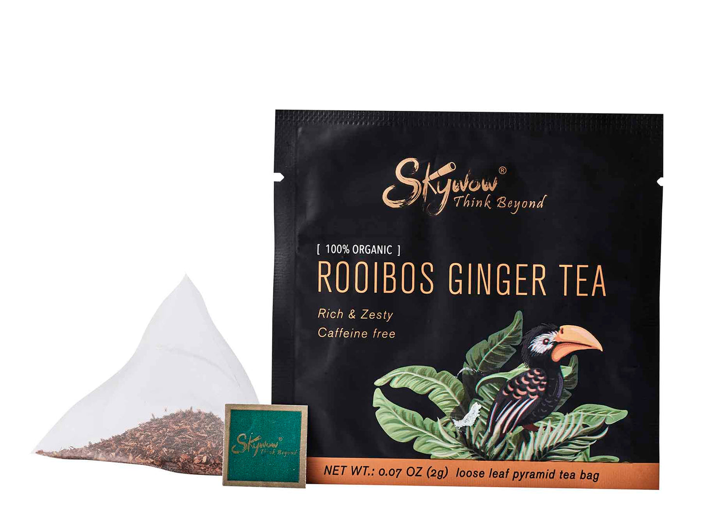 Skywow Rooibos Ginger Tea individual pyramid teabags